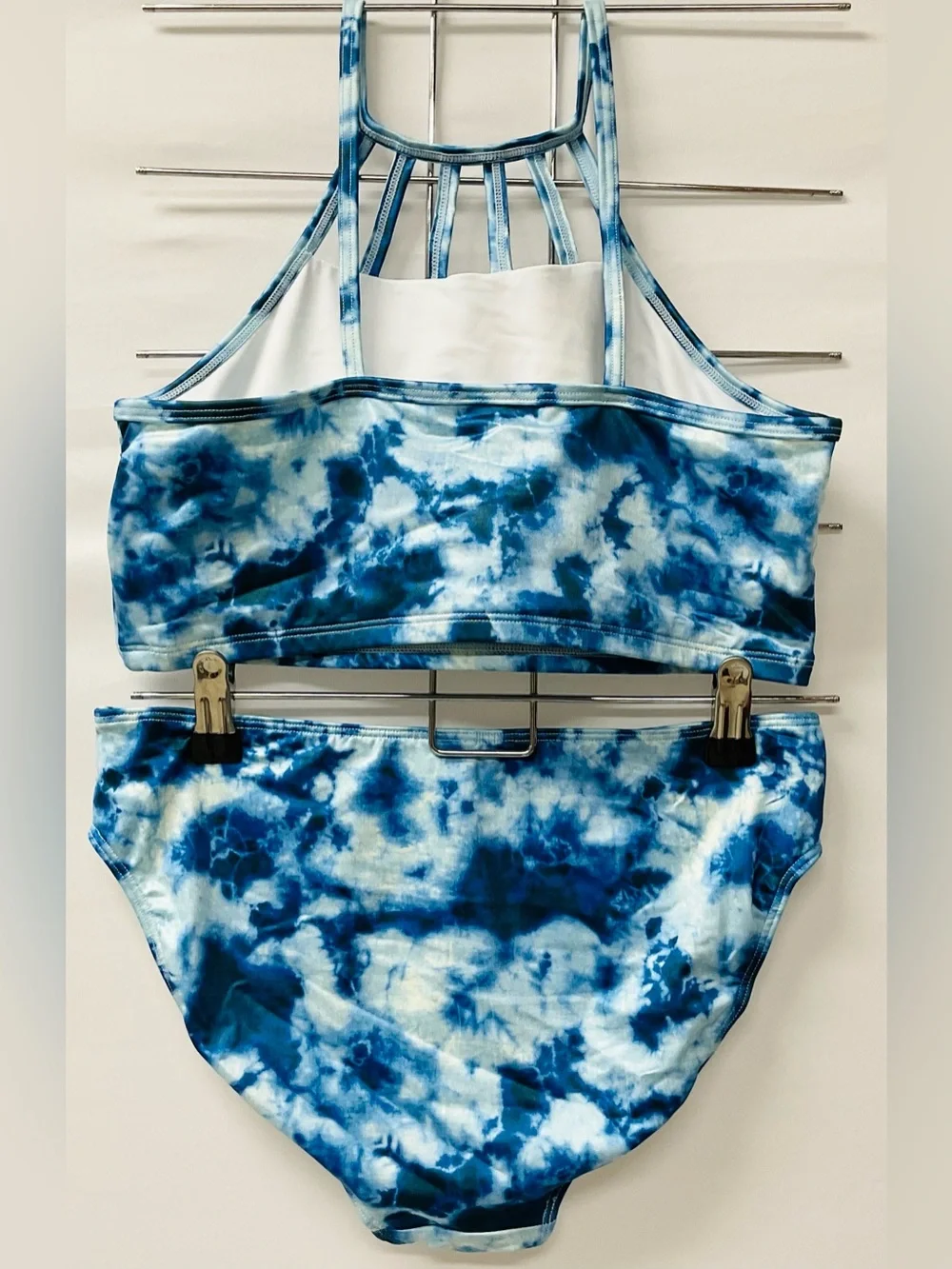Brand New-Harper Canyon Blue Tie-Dye High Neck Girls Swim Set